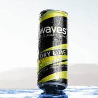 Waves Dry Lime Getränk in einer dose, frisch, spritzig und einzigartig – ideal für die nächste Party.